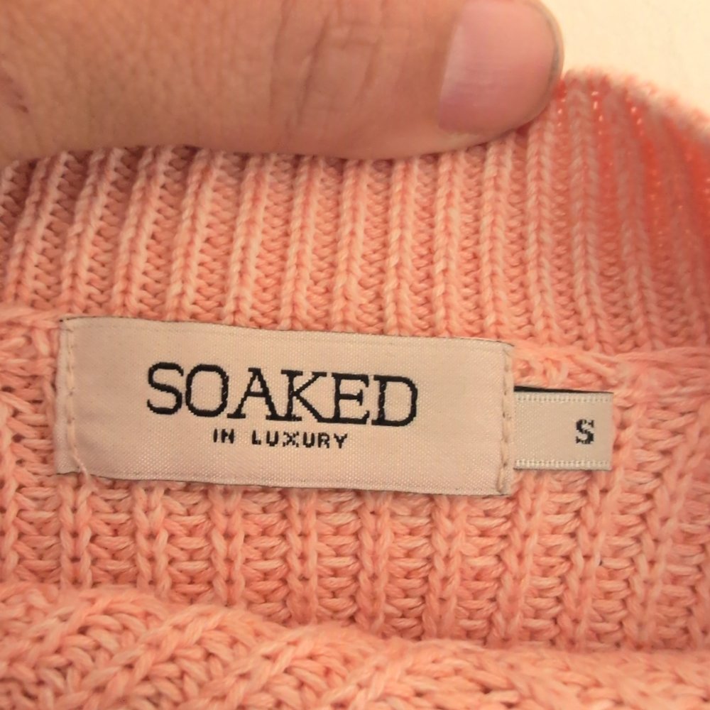 Soaked in Luxury Pink Mock-Neck Ribbed Sweater - Size S - Picture 4 of 9